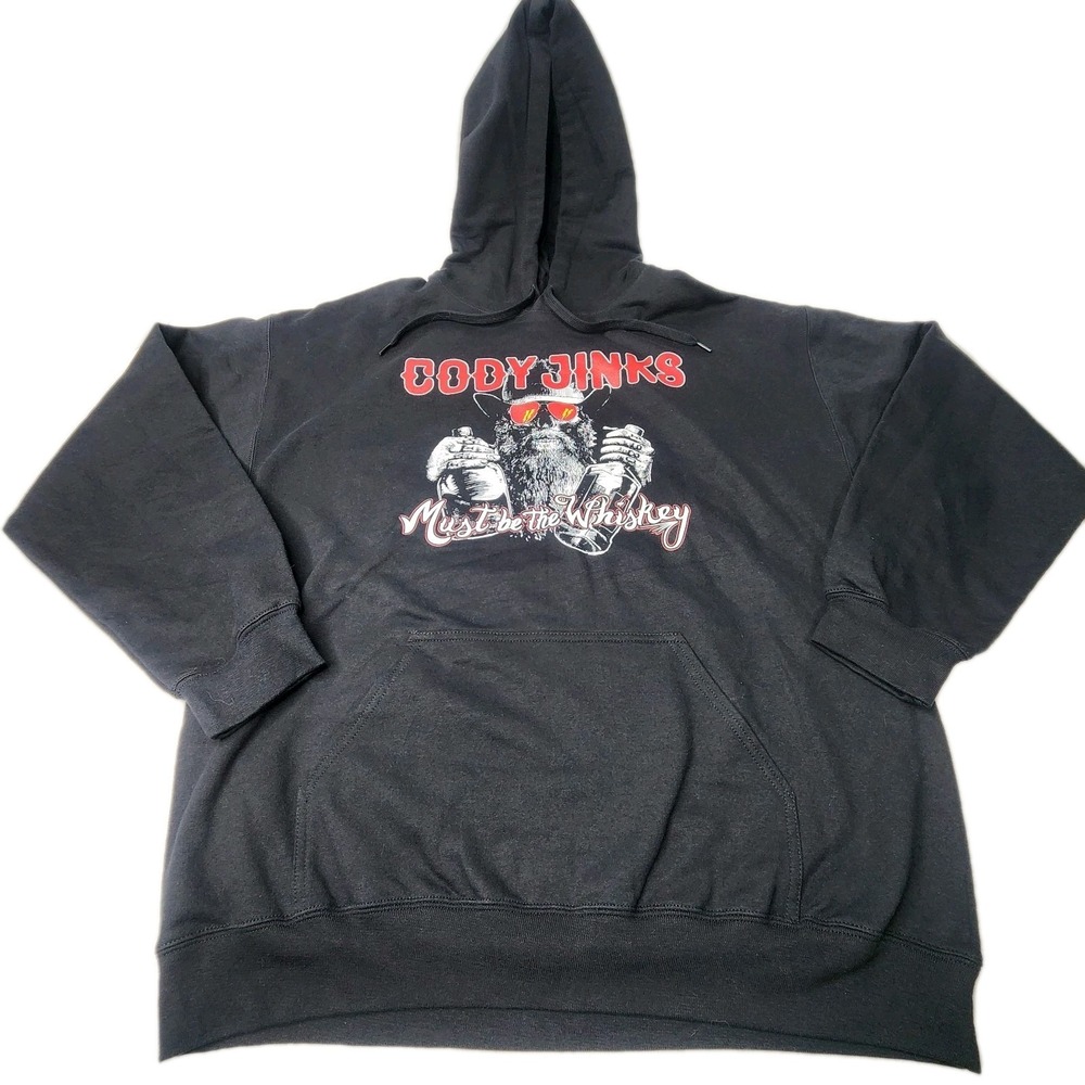 Cody Jinks Hoodie "Must Be The Whiskey" Unisex/Men's Large Black Hoodie Pocket